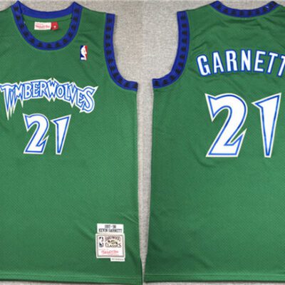 Minnesota Timberwolves #21 Kevin Garnett Green Throwback Stitched Jersey