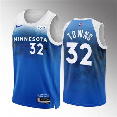 Minnesota Timberwolves #32 Karl-Anthony Towns Blue 2023/24 City Edition Stitched Jersey