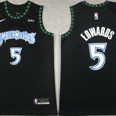 Minnesota Timberwolves #5 Anthony Edwards Black City Edition Stitched Jersey