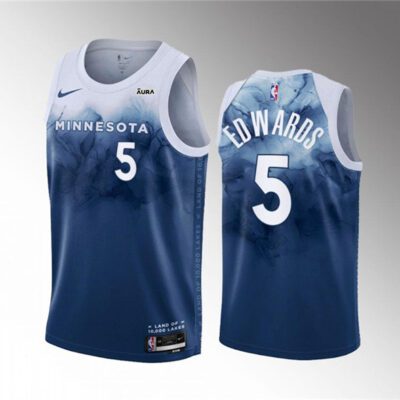 Minnesota Timberwolves #5 Anthony Edwards Blue 2023-24 City Edition Stitched Jersey