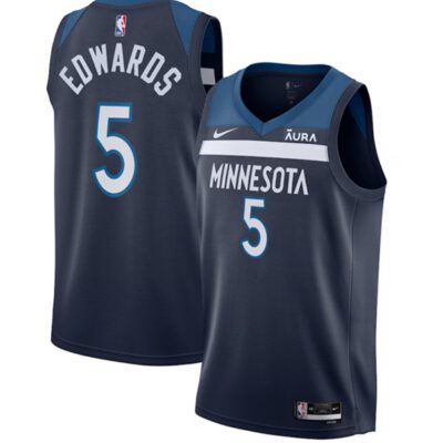 Minnesota Timberwolves #5 Anthony Edwards Navy Icon Edition Stitched Jersey