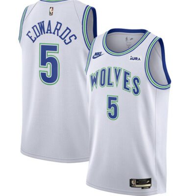 Minnesota Timberwolves #5 Anthony Edwards White 2023/24 Classic Edition Stitched Jersey