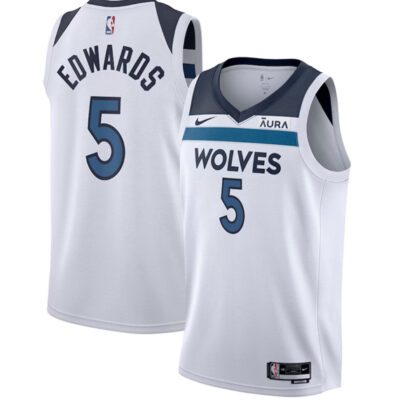 Minnesota Timberwolves #5 Anthony Edwards White Association Edition Stitched Jersey