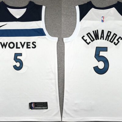 Minnesota Timberwolves #5 Anthony Edwards White Association Edition Stitched Jersey