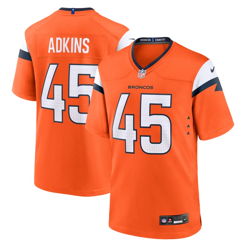 Nate Adkins Denver Broncos Team Game Jersey - Orange