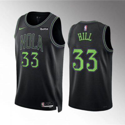 New Orleans Pelicans #33 Malcolm Hill Black City Edition Stitched Basketball Jersey