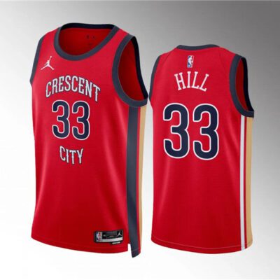 New Orleans Pelicans #33 Malcolm Hill Red Statement Edition Stitched Basketball Jersey