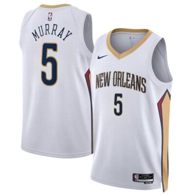 New Orleans Pelicans #5 Dejounte Murray White Association Edition Stitched Basketball Jersey