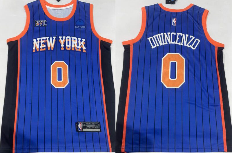 New York Knicks #0 Donte DiVincenzo Blue City Edition Stitched Basketball Jersey