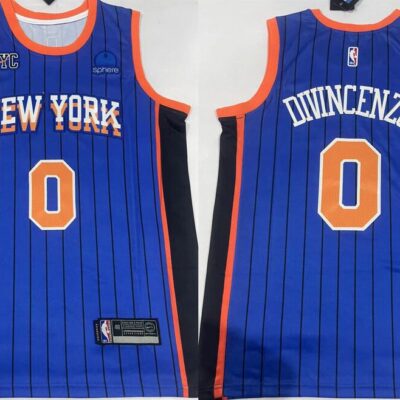 New York Knicks #0 Donte DiVincenzo Blue City Edition Stitched Basketball Jersey