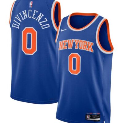 New York Knicks #0 Donte DiVincenzo Blue Icon Edition Swingman Stitched Basketball Jersey