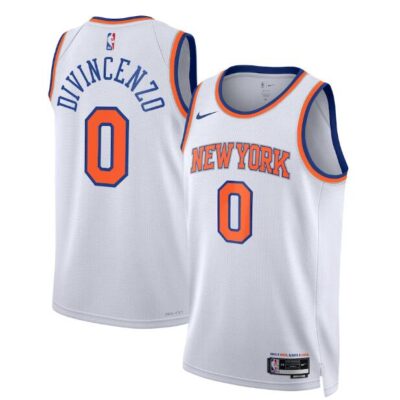 New York Knicks #0 Donte DiVincenzo White Association Edition Swingman Stitched Basketball Jersey