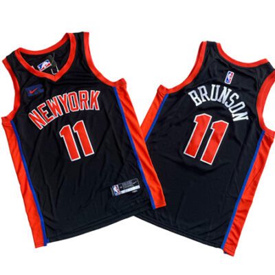 New York Knicks #11 Jalen Brunson Black Stitched Basketball Jersey