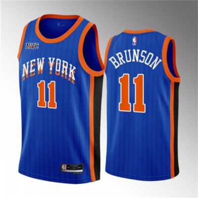 New York Knicks #11 Jalen Brunson Blue 2023-24 City Edition Stitched Basketball Jersey