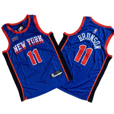 New York Knicks #11 Jalen Brunson Blue City Edition Stitched Basketball Jersey