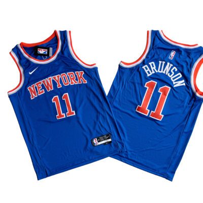 New York Knicks #11 Jalen Brunson Blue Stitched Basketball Jersey