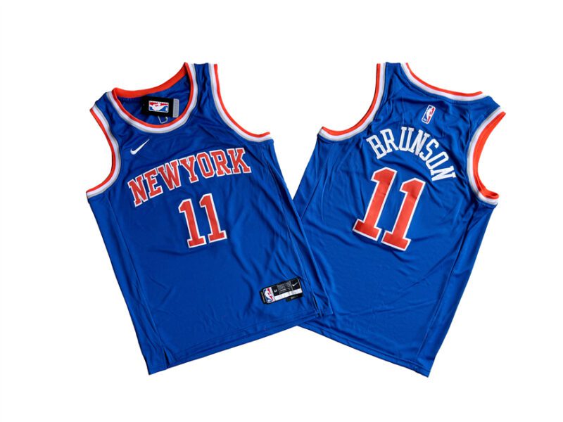 New York Knicks #11 Jalen Brunson Blue Stitched Basketball Jersey