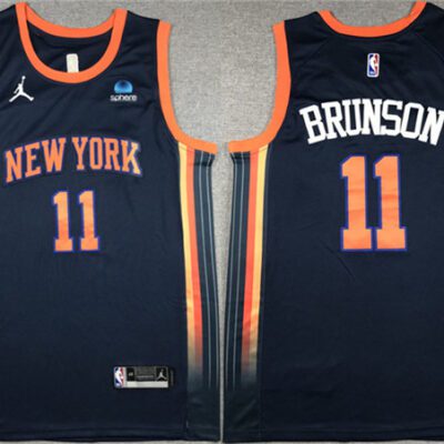 New York Knicks #11 Jalen Brunson Navy 2023 Statement Edition Stitched Basketball Jersey