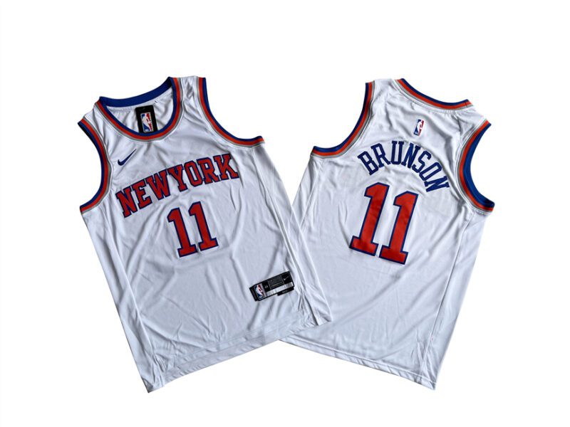 New York Knicks #11 Jalen Brunson White Stitched Basketball Jersey