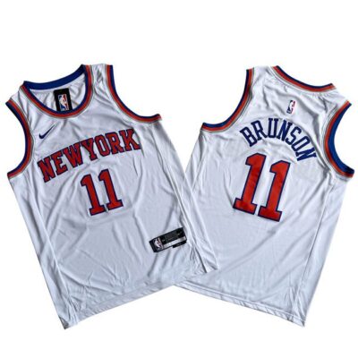 New York Knicks #11 Jalen Brunson White Stitched Basketball Jersey