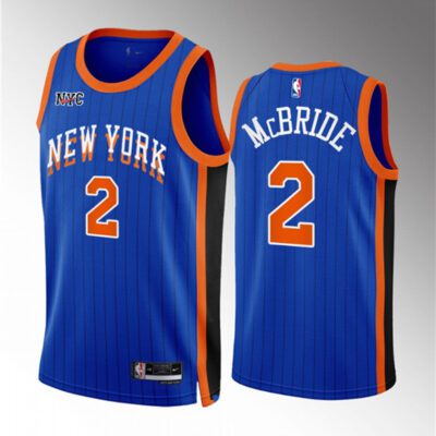 New York Knicks #2 Miles McBride Blue 2023/24 City Edition Stitched Basketball Jersey