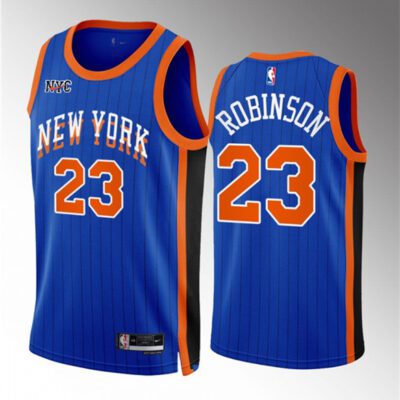 New York Knicks #23 Mitchell Robinson Blue 2023/24 City Edition Stitched Basketball Jersey