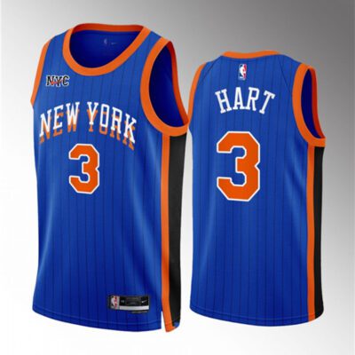 New York Knicks #3 Josh Hart Blue 2023/24 City Edition Stitched Basketball Jersey