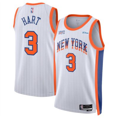 New York Knicks #3 Josh Hart White 2024-25 City Edition Stitched Basketball Jersey