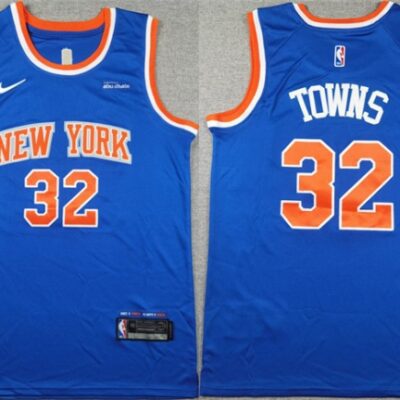 New York Knicks #32 Karl-Anthony Towns Blue Icon Edition Edition Stitched Basketball Jersey