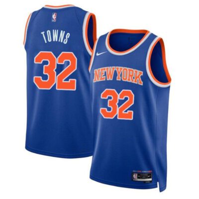 New York Knicks #32 Karl-Anthony Towns Blue Icon Edition Swingman Stitched Basketball Jersey