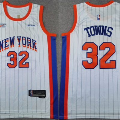 New York Knicks #32 Karl-Anthony Towns White 2024-25 City Edition Stitched Basketball Jersey