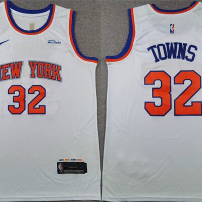 New York Knicks #32 Karl-Anthony Towns White 2024 Association Edition Stitched Basketball Jersey