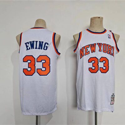 New York Knicks #33 Patrick Ewing White Throwback Stitched Jersey