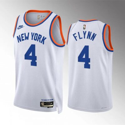 New York Knicks #4 Malachi Flynn White 2021/22 City Edition Stitched Basketball Jersey