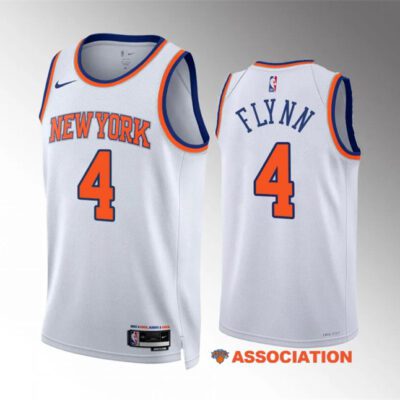 New York Knicks #4 Malachi Flynn White Association Edition Stitched Basketball Jersey