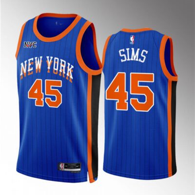 New York Knicks #45 Jericho Sims Blue 2023/24 City Edition Stitched Basketball Jersey