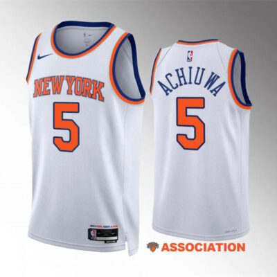 New York Knicks #5 Precious Achiuwa White Association Edition Stitched Basketball Jersey