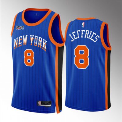 New York Knicks #8 DaQuan Jeffries Blue 2023/24 City Edition Stitched Basketball Jersey