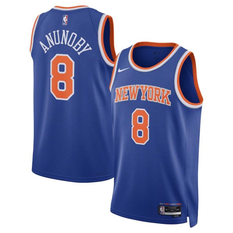 New York Knicks #8 OG Anunoby Blue Icon Edition Swingman Stitched Basketball Jersey