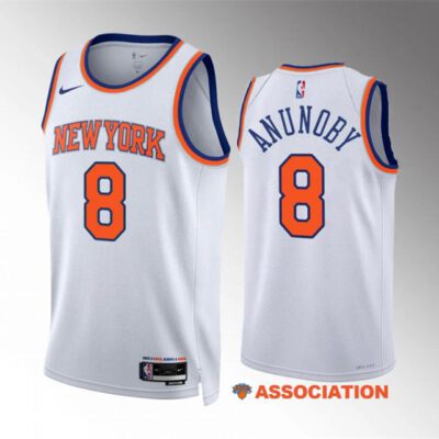 New York Knicks #8 OG Anunoby White Association Edition Stitched Basketball Jersey