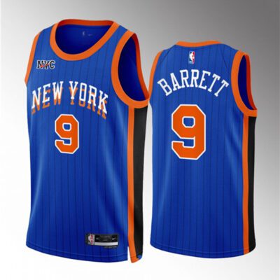 New York Knicks #9 RJ Barrett Blue 2023/24 City Edition Stitched Basketball Jersey