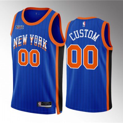 New York Knicks Active Player Custom Blue 2023/24 City Edition Stitched Basketball Jersey