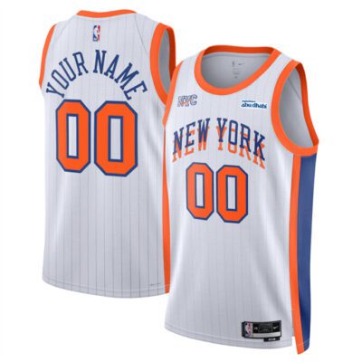 New York Knicks Active Player Custom White 2024/25 City Edition Stitched Basketball Jersey