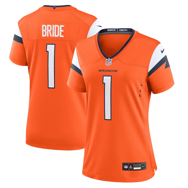 Number 1 Bride Denver Broncos Women Game Jersey - Orange
