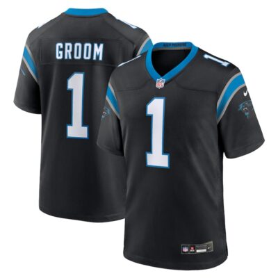 Number 1 Groom Carolina Panthers Game Jersey - Black