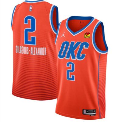 Oklahoma City Thunder #2 Shai Gilgeous-Alexander Orange Statement Edition Stitched Basketball Jersey