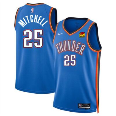 Oklahoma City Thunder #25 Ajay Mitchell Blue 2024 Draft Icon Edition Stitched Basketball Jersey