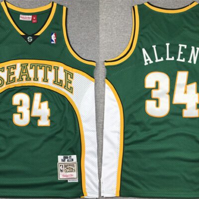 Oklahoma City Thunder #34 Ray Allen Green 2006-07 Throwback SuperSonics Stitched Jersey