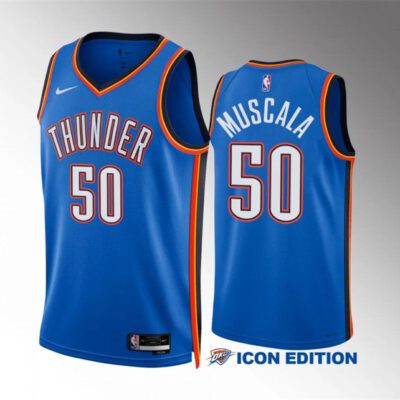 Oklahoma City Thunder #50 Mike Muscala Blue Icon Edition Stitched Basketball Jersey