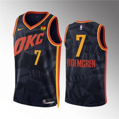 Oklahoma City Thunder #7 Chet Holmgren Black 2023/24 City Edition Stitched Basketball Jersey